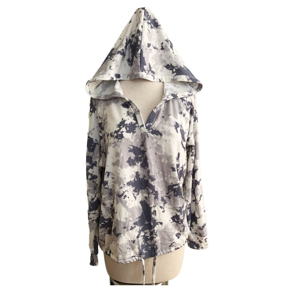 Brushed Blue Gray Tie Die Soft Hoodie Size L